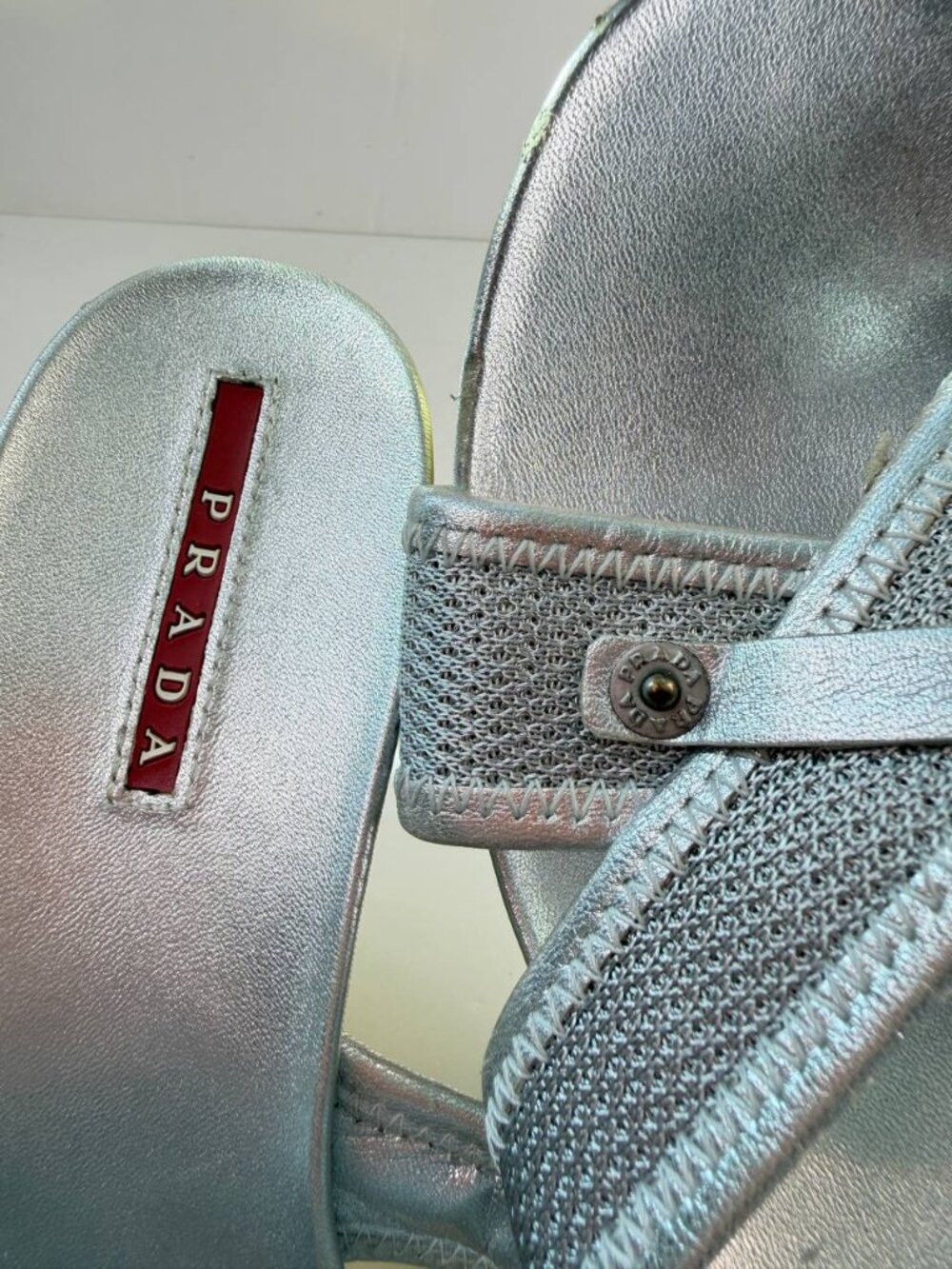 Prada Metallic Wedge Sandals – Women’s Size EU 36 / US 6 - Picture 5 of 16